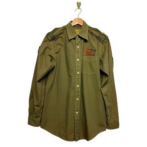 RILEY DENIM Men's Military Shirt Army Green S
